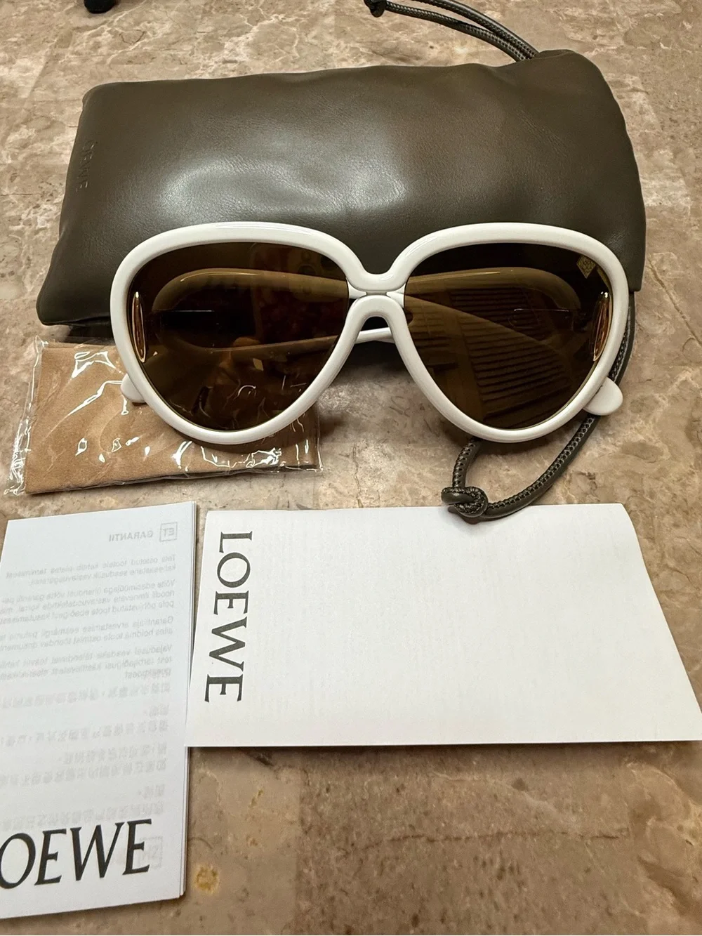 Loewe Anagram LW40132I Sunglasses White Frame Sunglasses with Gold Lenses